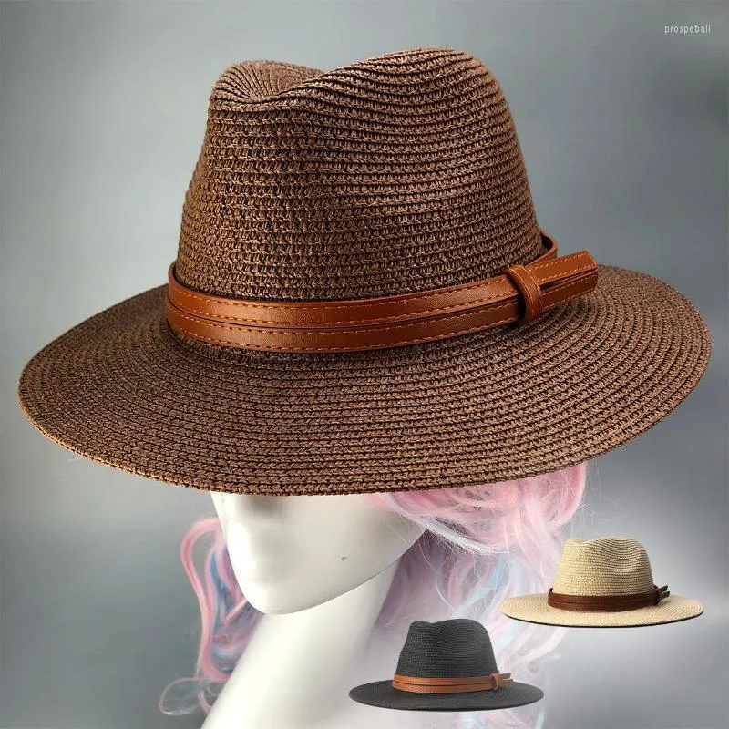 Szerokie brzegowe czapki słomkowe damskie letnie modne akcesoria dla Sun Beach anty UV Facidators Kobieta Rattan Hatwide PROS22