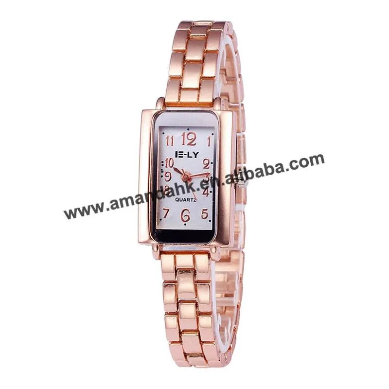 Orologi da polso E-LY 033 Bracciale all'ingrosso Orologio con numeri grandi Orologio da donna in lega di quarzo Orologi a punti Orologio da polso da donna rettangolareOrologi da polso