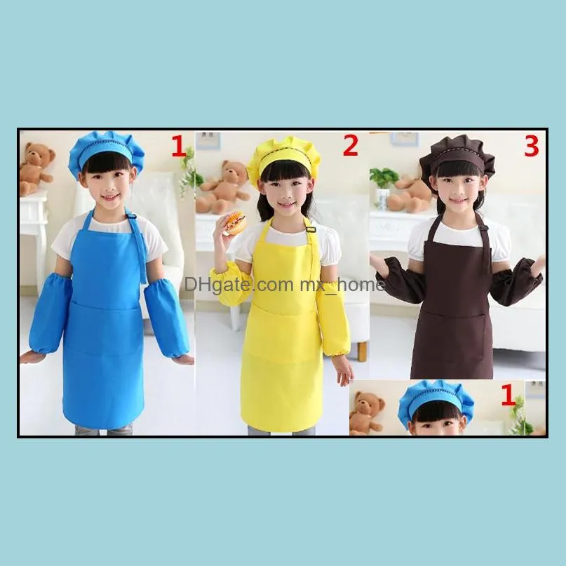 Kids Aprons Pocket Craft Cooking Baking Art Painting Kids Kitchen Dining Bib Children Aprons Kids Aprons 10 colors Free Shipping