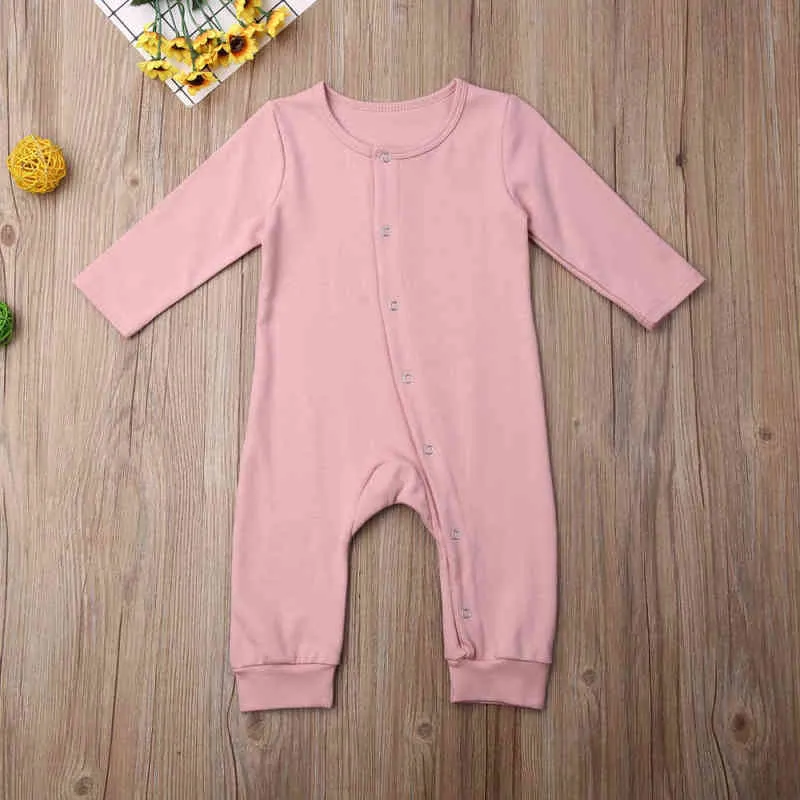 Yeni moda bebek unisex sonbahar romper bebek kız bebek erkek uzun kollu katı romper bodysuit tulum kıyafetleri kıyafetler 0-24m g220521