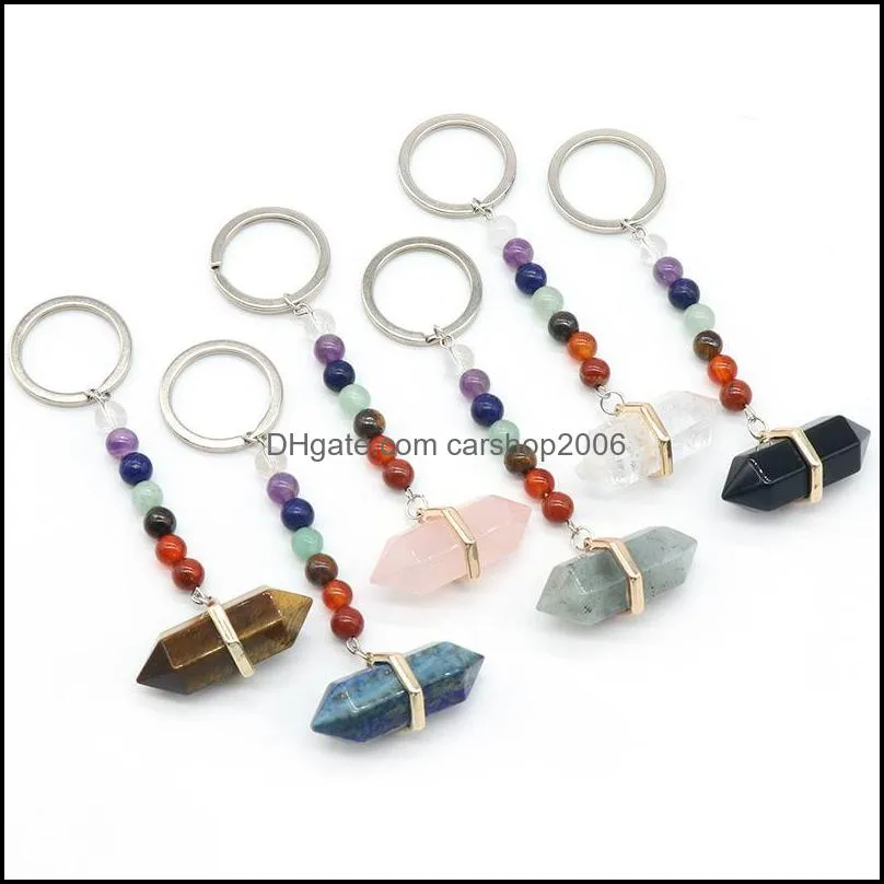 An￩is -chave 7 Chakra BEADS CHARMS NATURANTE PILARE CHAVERAￇￃO DE CAￇA DE MODAￇￃO DE CURADA REIKI BOHO JOENS CARRO KE CARSHOP2006 DHS9M