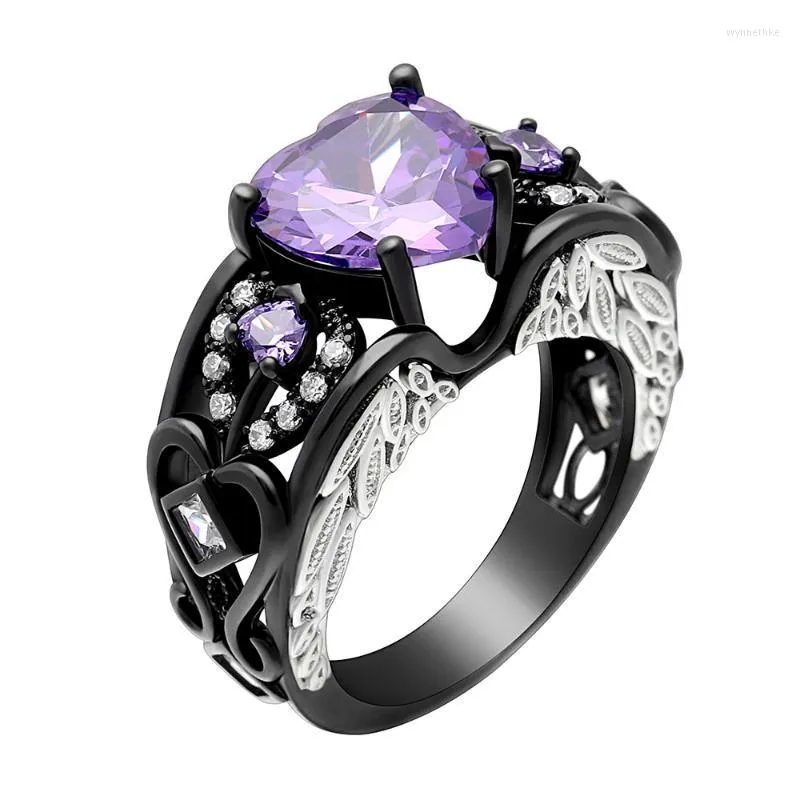 Anéis de casamento Hainon Silver Color Chilled Dinger Jewelry for Women 2022 Shape de coração CZ Engajamento de cristal romântico Wynn22
