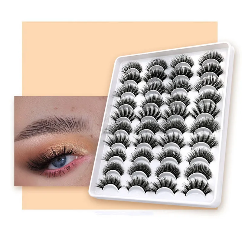 Natural Thick Synthetic Fiber False Eyelashes 20 Pairs Mixed Fox Eyelash Extensions Hand Grafting Beauty Tools Makeup Accessories LT0079