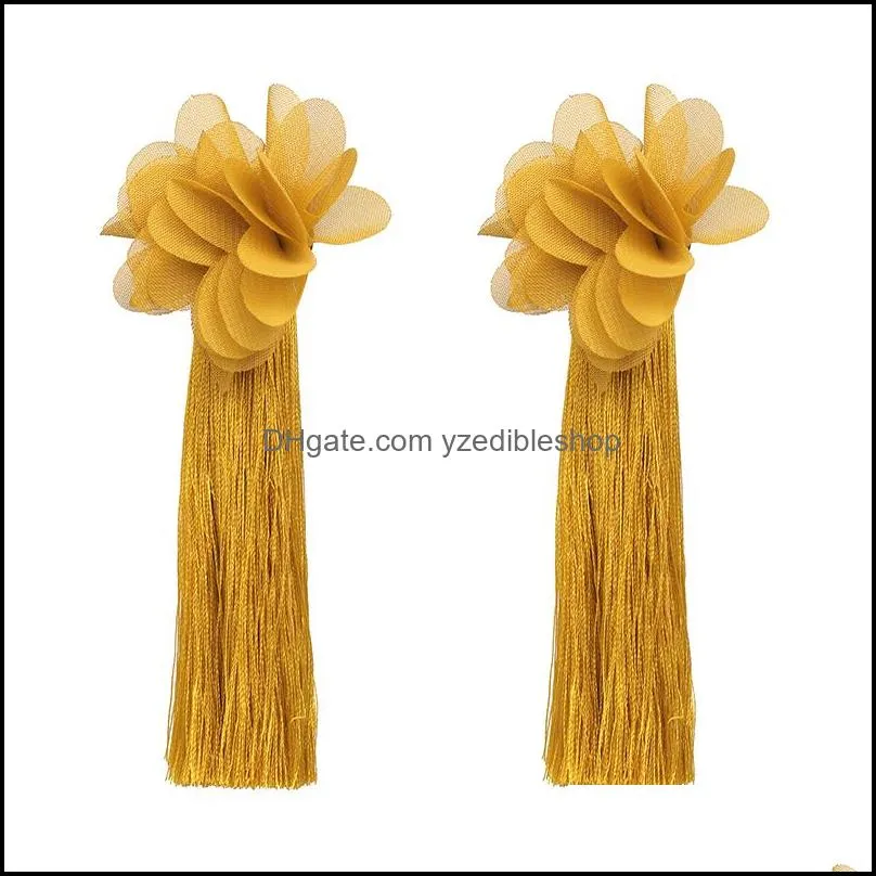Bengelen kroonluchter oorbellen sieraden trendy zomer Koreaanse elegante drop earring bloemen lange tasel voor vrouwen pendientes levering 2021 ujrtl