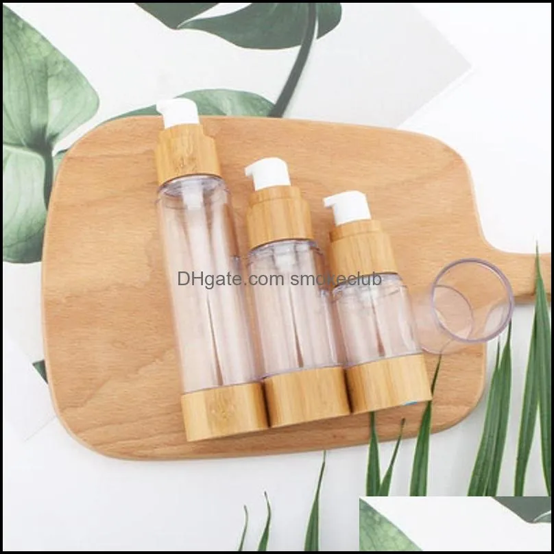 15ML30ML50ML natural Bamboo AS Airless Bottle Cosmetics Transparent pump head Travel Carrying cosmetic toner lotion bottles