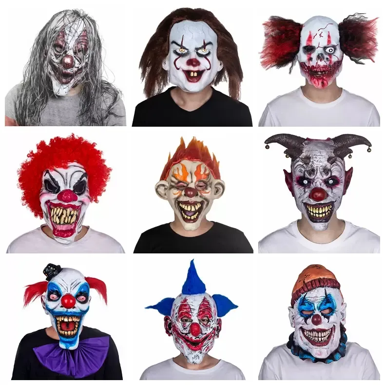 Stock Home Frong Clown Face Dance Cosplay Mask Latex Party Maskcostumes Подтвердится Хэллоуин Террор Маска Мужчины Страшные Маски 0814