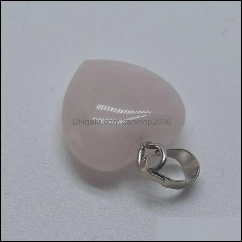 15mm heart chakra stone pendant healing rose crystal reiki charms for necklace diy jewelry making amethyst quart carshop2006