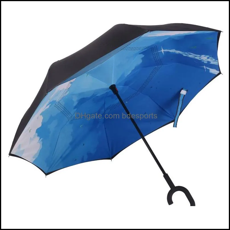 Eversion Type Umbrella Folding Double Layer Reverse Wind Proof Umbrellas High Strength Ultraviolet Proof Bumbershoot New Arrival 26 5zx