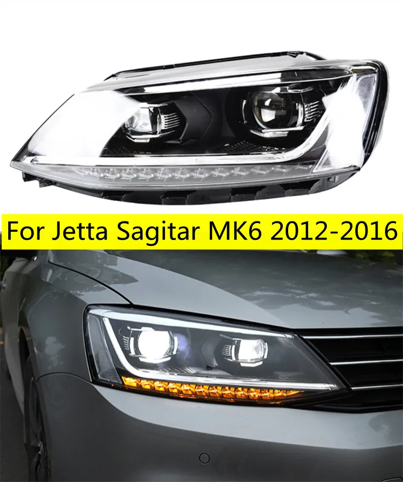 لـ Jetta Sagitar MK6 2012-16 LED ANDERMBLY ASSEMBLY RETROFIT INCERATION LENS LENS CAR أثناء النهار أثناء النهار