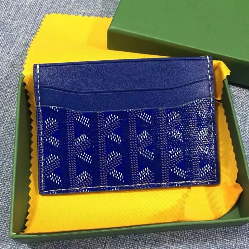 Titular de la tarjeta de diseñador clásico Cartera para hombre Monederos para mujer Porta pasaportes de cuero negro Tarjetas de crédito de doble cara azul de lujo Mini billetera con caja al por mayor