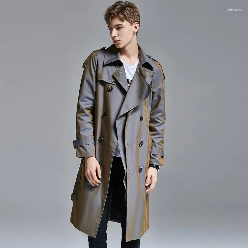 Hommes Trench-Coats Mode Manteau Hommes Automne Hiver Pardessus Changer De Couleur Long Kaki Homme Coupe-Vent Affaires Casual Coréen Vêtements Hommes Vi