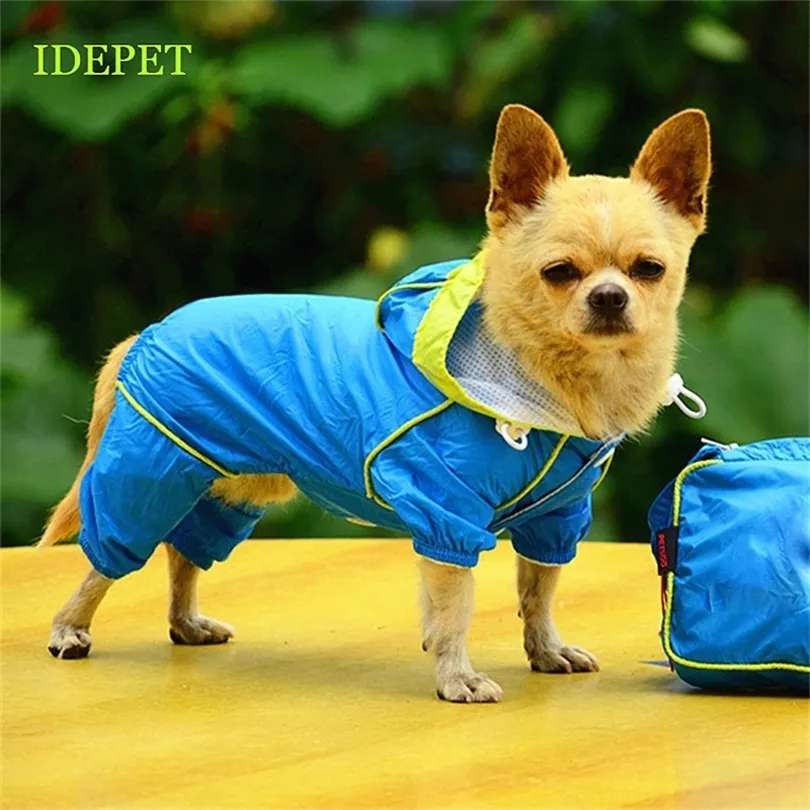 犬の服用の犬のレインコート子犬犬用防水ペットレインコート供給ジャンプスーツジャケットペット製品チワワ15 S1 201015
