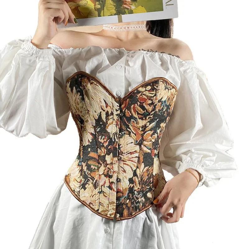 Bustiers Corsets Femmes Section Courte Tube Top Sexy Taille Corset Monet Peinture À L'huile Style Abdomen Rassembler Soutien Du Sein Corps Shaper Bustier