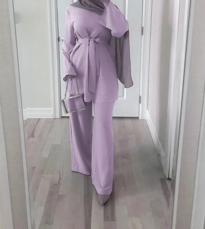 2 pezzi Dubai Abaya turco Hijab abito musulmano donna caftano abbigliamento islamico Grote Maten Dames Kleding Ensemble Femme Musulmane