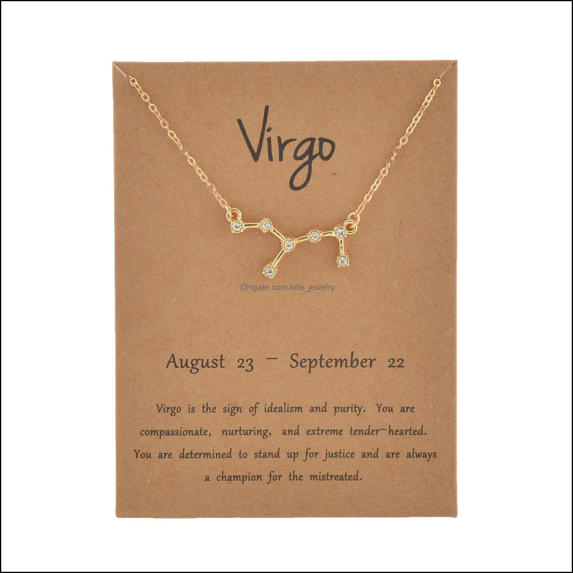 star chart 12 constellations birthday month rhinestone necklace jewelry women pendant choker crystal neck chain friendship gifts