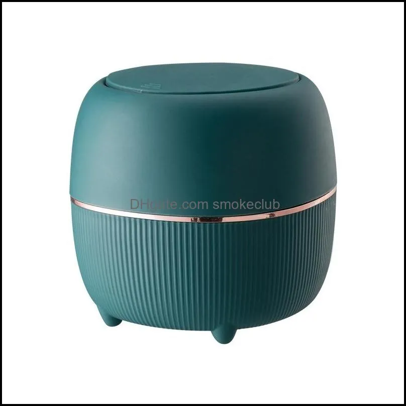 Fashion Desktop Trash Can Creative Luxury Dustbin Bin Household Mini Bedside Waste Tea Table Small Garbage Bucket 220226