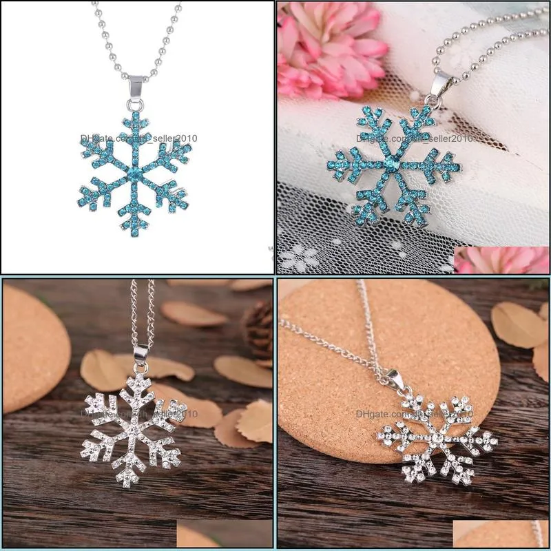pretty snowflake crystal necklace anime movie the snow queen statement necklace snowflake pendant necklace