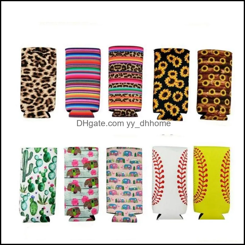 sunflower neoprene insulator cooler baseball can holder water bottle covers bottle case pouch leopard flower 10 style yw3488l