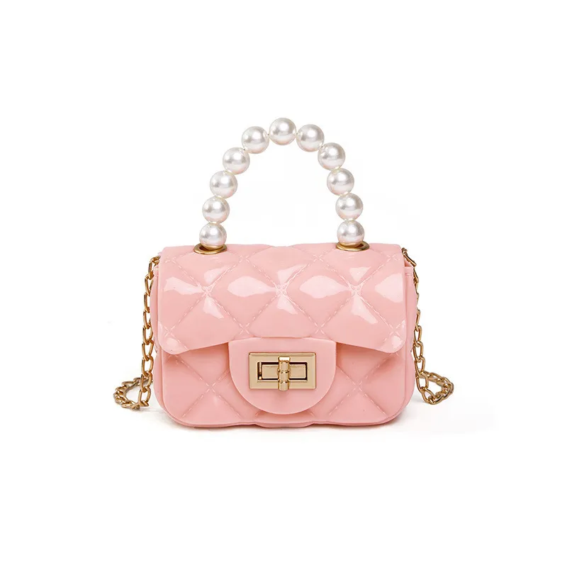 Women Mini Handbag New Elegant Shoulder Messenger Portable Chain Bag Girl Jelly Pearl Crossbody Rhombus Small Square Bag