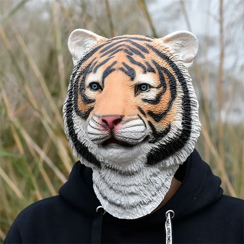Маски для вечеринок тигровая маска маска в латексной релиста -маскараде Хэллоуин косплей животные маски ролевые аксессуары для аксессуаров 220826