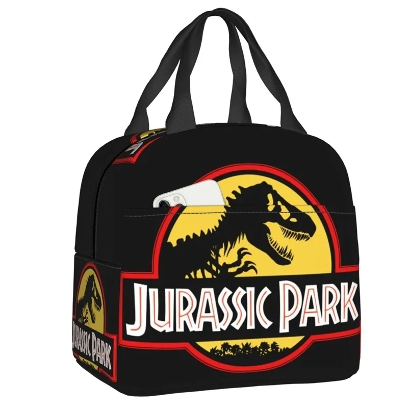 Custom Jurassic Park Dinosaur Print Bag Men Women Cooler Thermal Insulated Lunch Box for Adult Office 220711