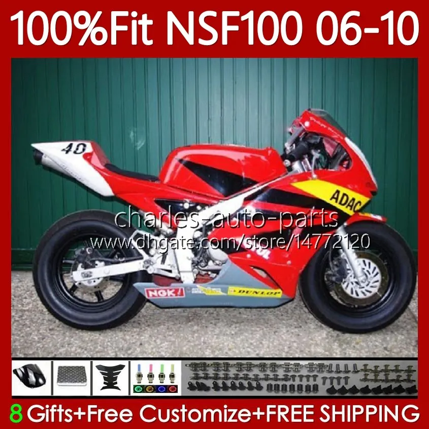 Honda Fiberglass NSF100 NSF-100 NSF 100 2006 2009 2009 2009 2009 년 2010 년 차체 116no.70 NS-F100 06 07 08 09 10 광택 적색 사출 금형 유리 섬유 바디