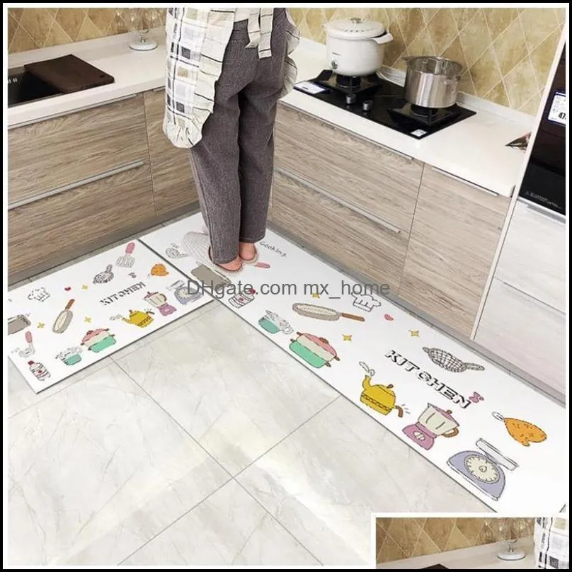 Modern Anti-slip Home Kitchen Mat Cartoon Soft Rug Bath Long Strip Absorption Doormat Entrance Balcony el Living Room Carpet 220329