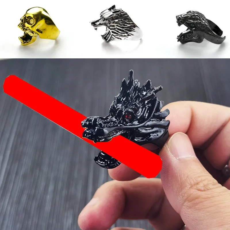 Smoking Multi Style Colorful Dragon Snake Wolf Skull Head Dry Herb Tobacco Cigarette Cigar Holder Clip Support Bracket Clamp Folder Hand Finger Ring Decorate