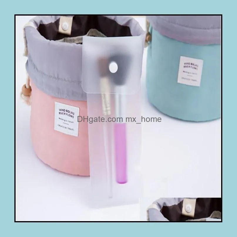 storage bags korean elegant large capacity barrel shaped nylon wash organizer travel dresser pouch cosmetic makeup for women zwl169