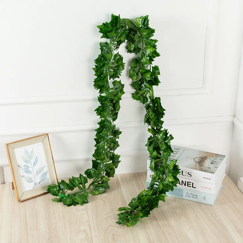 12 pièces 2m artificielle vigne suspendue faux feuillage vert Patio jardin décorations plante feuille guirlande décor à la maison 78 pouces G6617