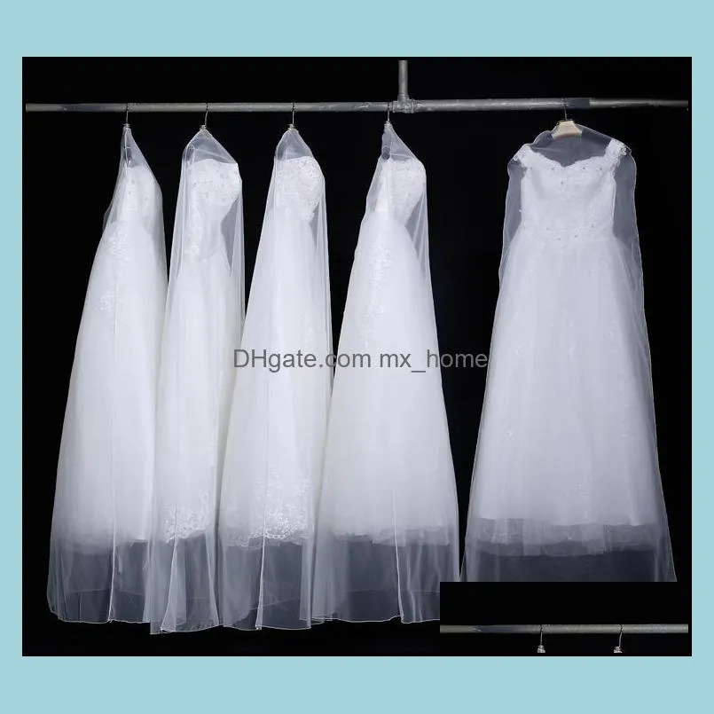 160cm 180cm transparent wedding dress dust cover bag soft tulle garment bags bridal gown scratch resistant net yarn-bags 50pcs sn767