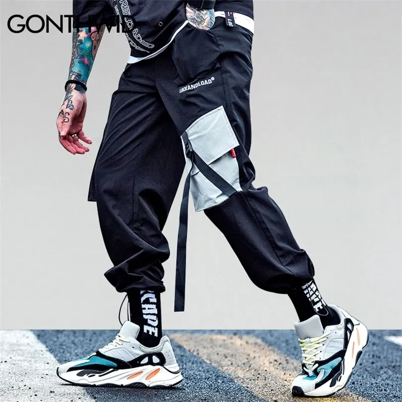 Gonthwid fickor last harem byxor mens casual joggare baggy taktiska byxor harajuku streetwear hip hop fashion swag 220330