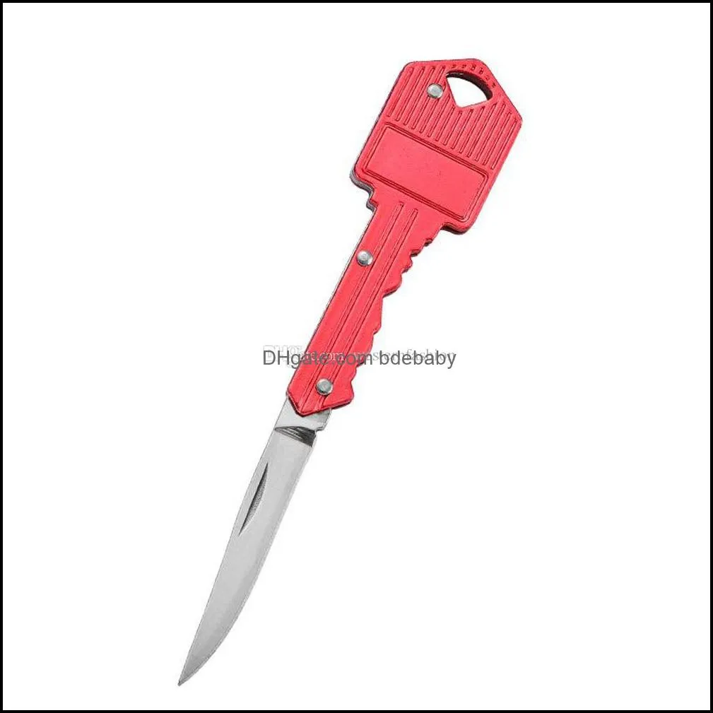 6Colors Key Shape Multifunctional Keys Knife Mini Folding Blade Knives Fruit Knife-Tool Outdoor Saber Swiss Self-defense Knives;EDC Tool Gear Total Length