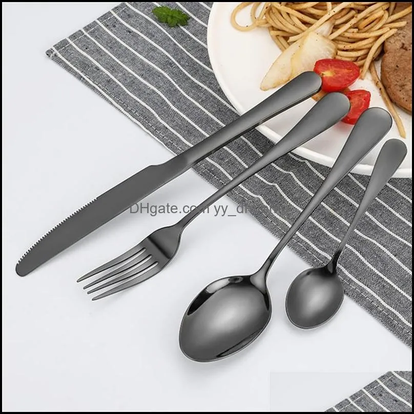 4pcs stainless steel cutlery set wedding gold flatware dinnerware set dishwasher safe