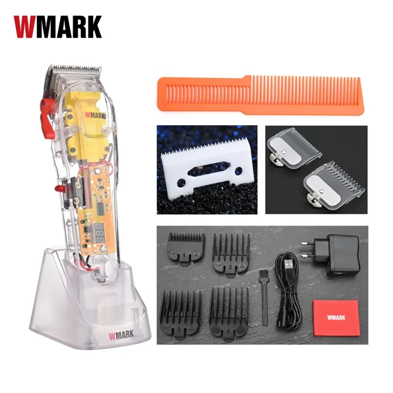 Wmark ng 108 ng 118 Şeffaf Stil Şarj Edilebilir Saç Clipper Profesyonel Kablo Kablosuz NG 202 Düzeltme 220712