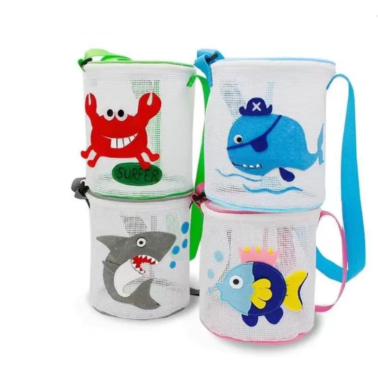 Kids Toys Beach Tags 3D Animal Shell Toys Collecting Storage Bag Outdoor Mesh Emmer Tote draagbare organizer Splashing Sand Pouch SN4467