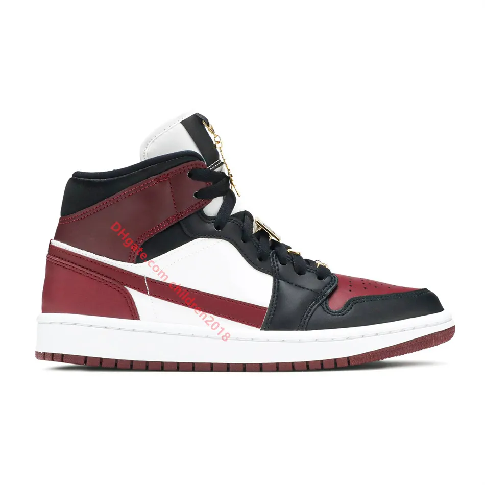 Nike Air Jordan 1 Mid Hommes Femmes Chaussures De Basket ball En Cuir Ile Vert Voile Rouge Noir Bleu Or Milan Gris Neutre Hyper Crimson Baskets Taille