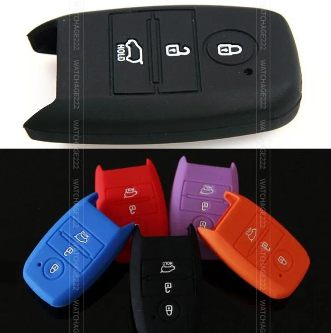 Porte-clés 3 boutons coque en silicone porte-clés Fob Fit pour Kia Sorento Forte Optima Sportage support accessoires