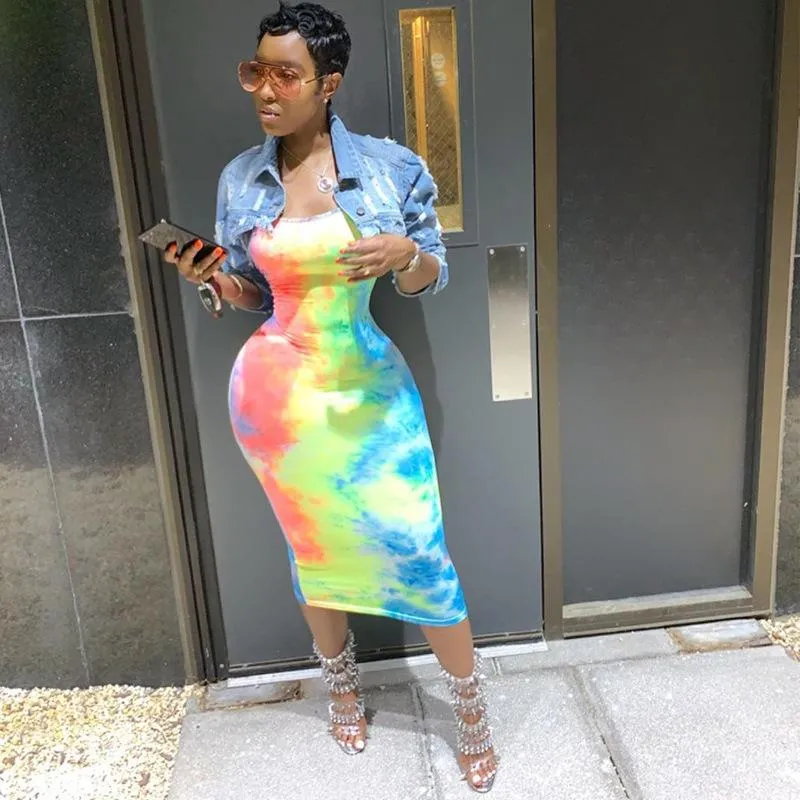 Tie dye tube bodycon dress clearance