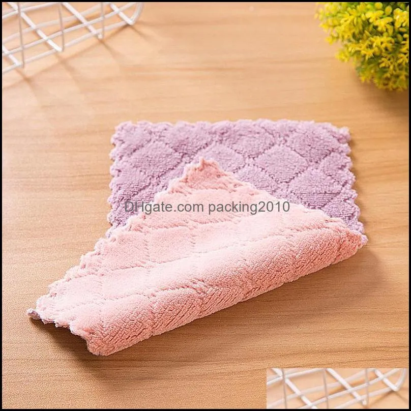 portable double sided scouring pad reusable cleaning dishcloth kitchen cleaning tools wiper dish towels rag kitchen supplies vt1925