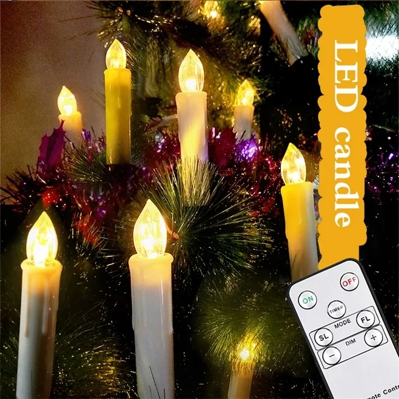 LED Christmas Candle Light Plastic Flameless Flicker With Timer Remote Sucker Window Candles Year Home Decoration Tree Candle 220510