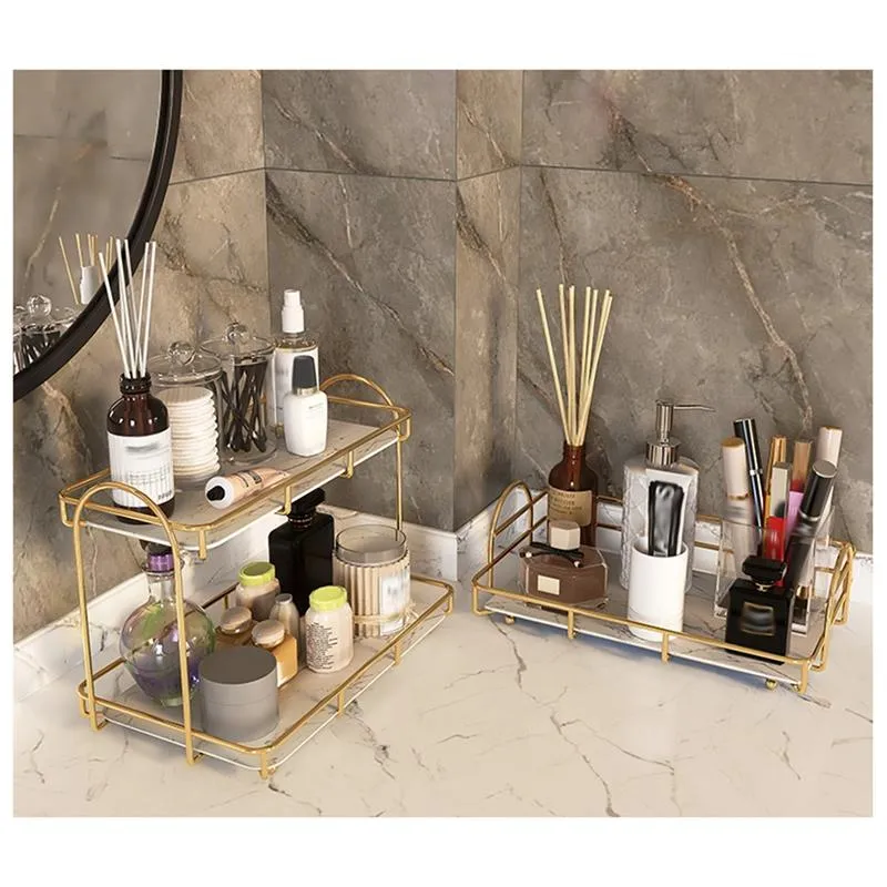 Accesorios de piscina Ligero de la encimera de lujo Organizador de maquillaje Productos de cuidado de la piel Perfume para cosméticos Rackpool de almacenamiento de baño