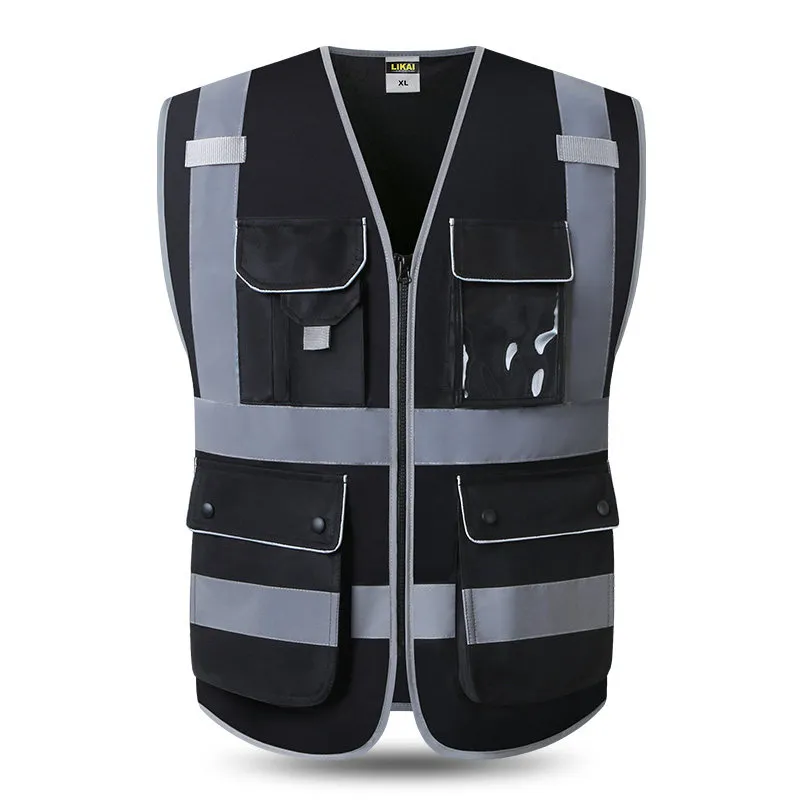 Beschermende kleding Veiligheidsvest Reflecterend hoge zichtbaarheid Zakken Zipperconstructiebeveiliging Werkvesten