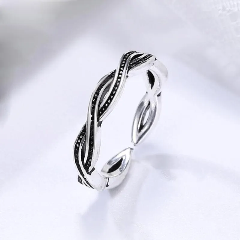 Cluster Rings Trendy 925 Sterling Silver For Women Simple Interweaving Thai Ring Jewelry Girl Party Accessories GiftsCluster Wynn22