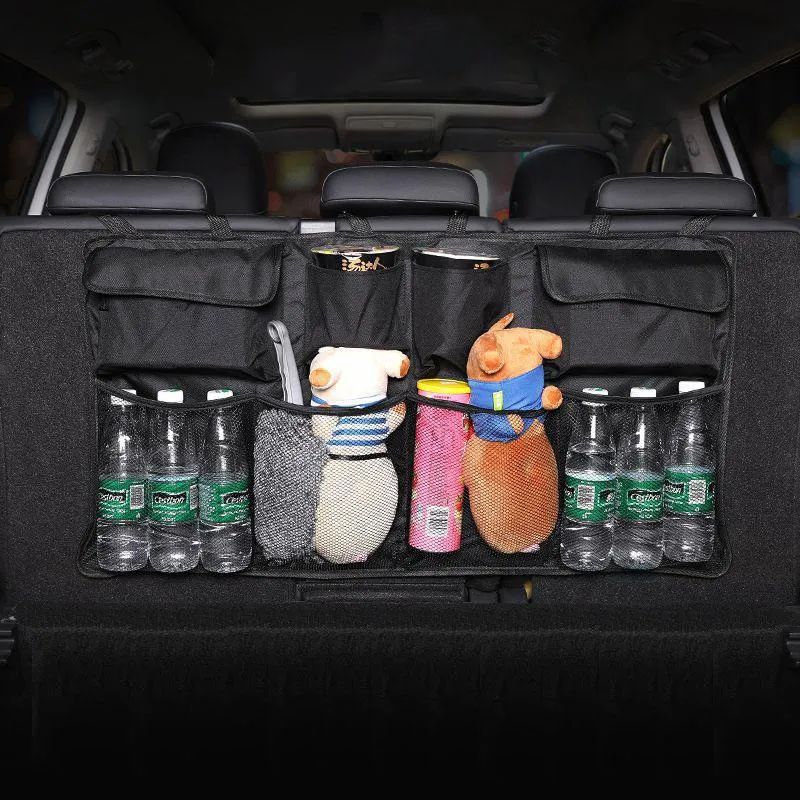 자동차 주최자 트렁크 리어 시트 백 스토리지 백 스토리지 가방 고용량 매달려 깔끔한 인테리어 블랙 컬러 자동 여행 accesorios