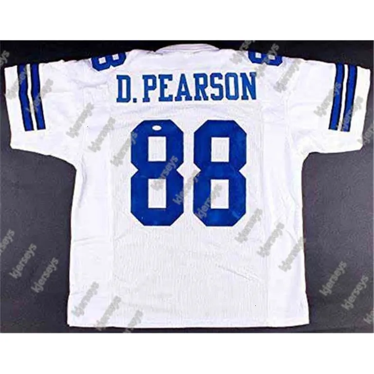 A001 Ретро -индивидуальные футбольные майки сшиты сшиты #88 Drew Pearson Old Style Blue Black White Jersey Top Men Rugby