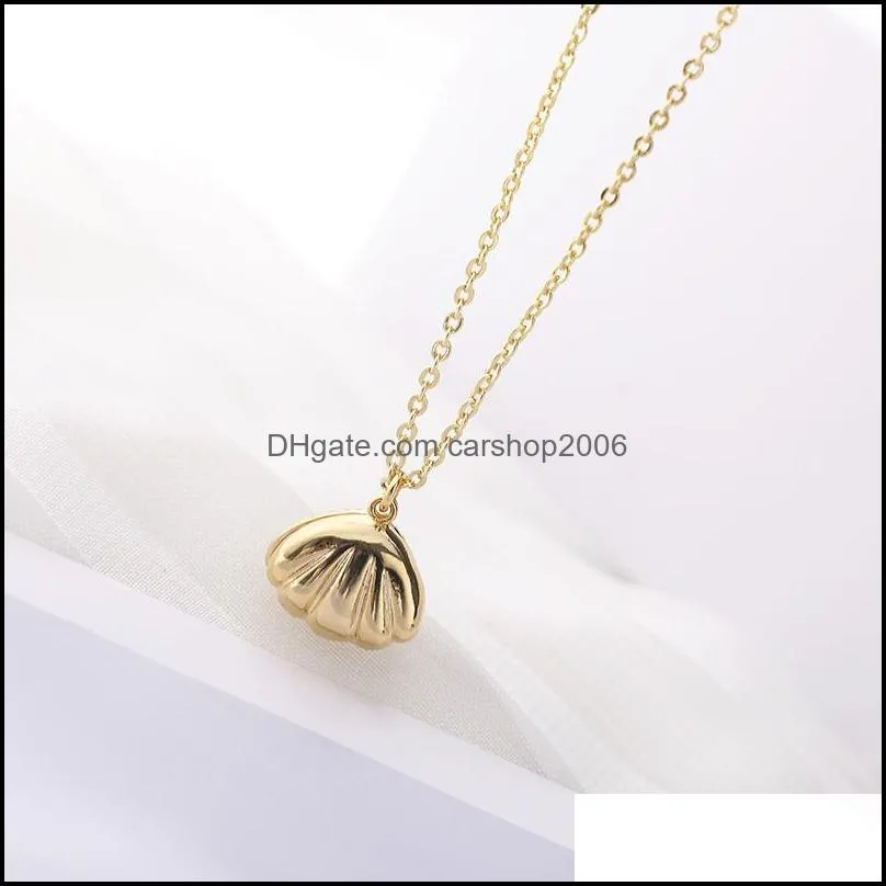 Zircon Shell Pendant Necklace For Women Gold Silver Color Chain Choker Baroque Charm Dangle Femme Jewelry Friend Gifts Necklaces 3370