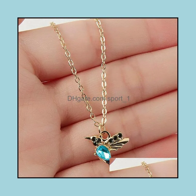 fashion creative crystal animal hummingbird necklace fashion gold clavicle chain swallow bird crystal zircon pendant necklace jewelry