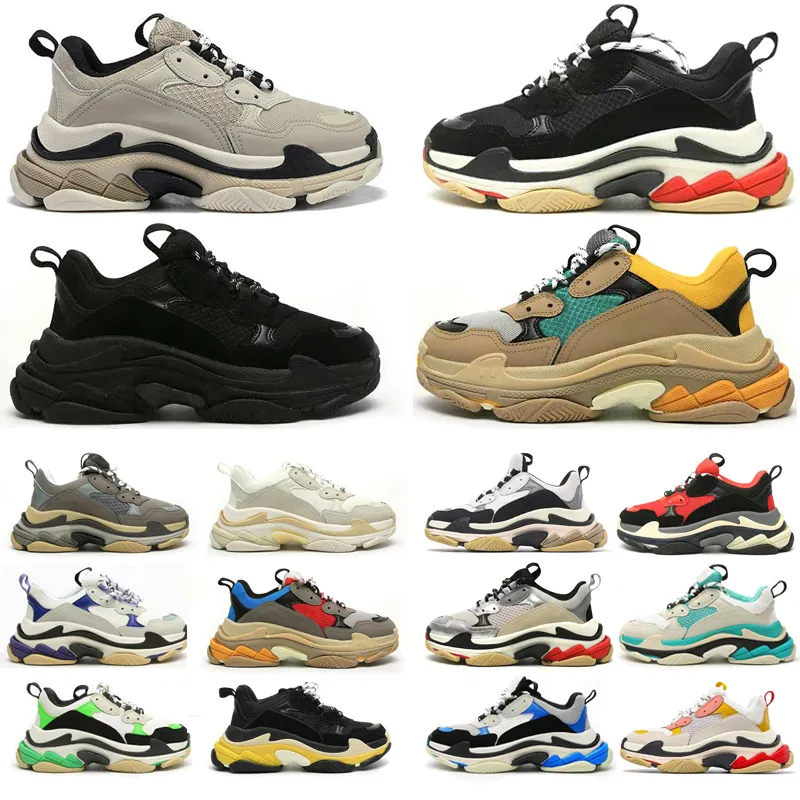 Triple S Pairs 17Fw Men Women Casual Shoes Black Multi Blue Yellow Red Designer Luxury Shoes Low Sneakers Mens old Dad Sneaker Boots