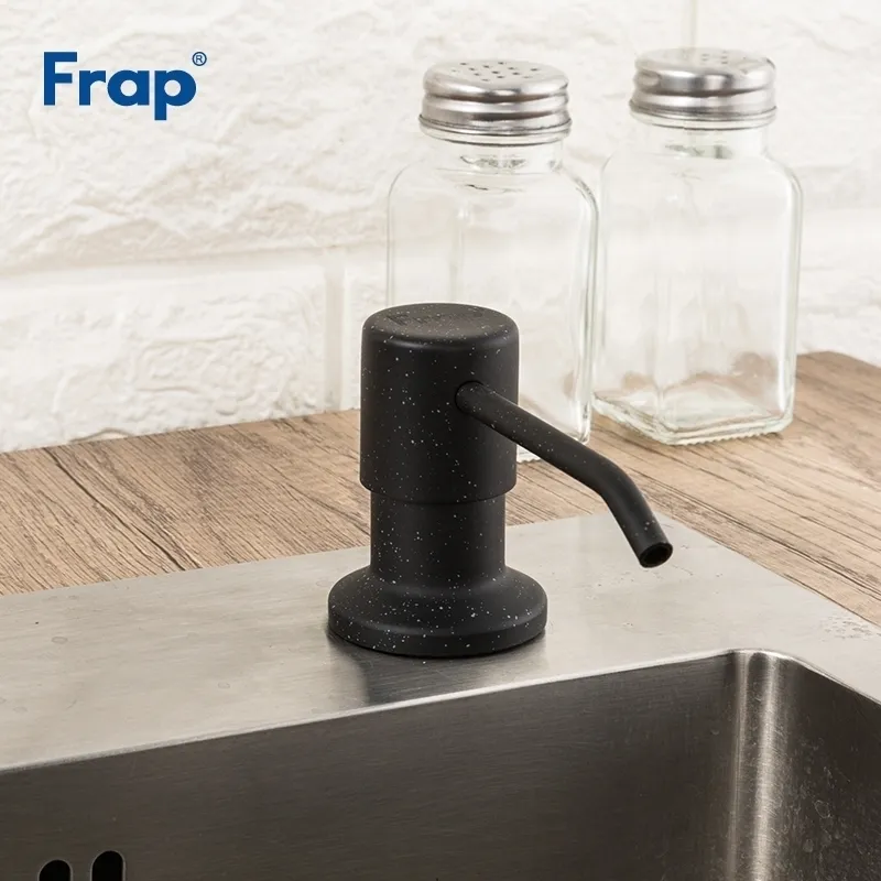 Frap Sıvı Sabun Dispenser Paslanmaz Çelik Güverte Montajlı Mutfak S Siyah Yerleşik Tezgah Y350142 Y200407